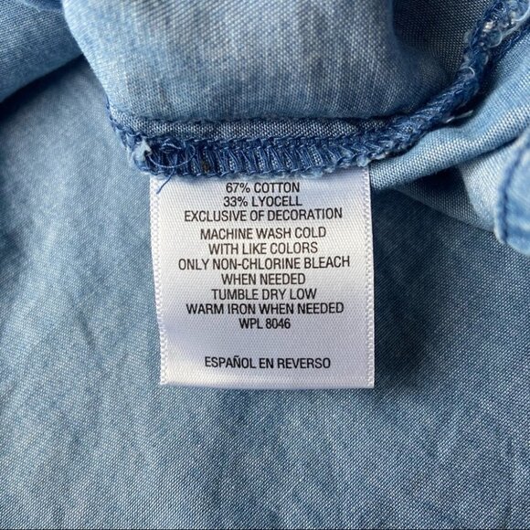 Style & Co Off The Shoulder Voyage Sunwash Chambray Embroidery Dress - Picture 15 of 15